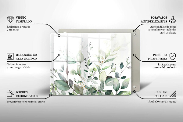 Krájecí prkénko skleněné Akvarel rostliny