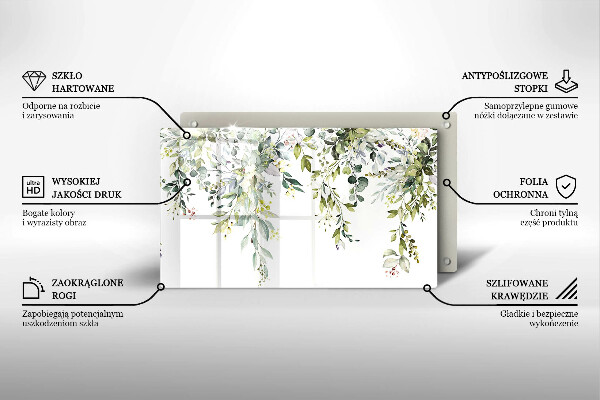 Krájecí prkénko skleněné Dekorativní listy a květy