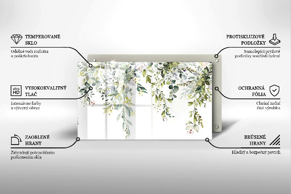 Krájecí prkénko skleněné Dekorativní listy a květy