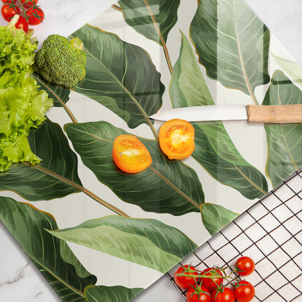 Krájecí prkénko skleněné Banánové listy