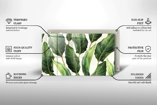 Krájecí prkénko skleněné Banánové listy