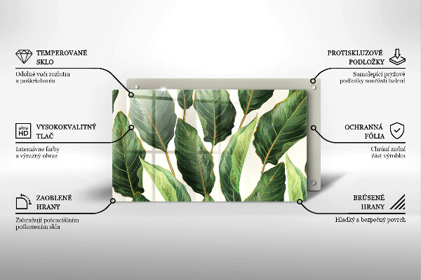 Krájecí prkénko skleněné Banánové listy