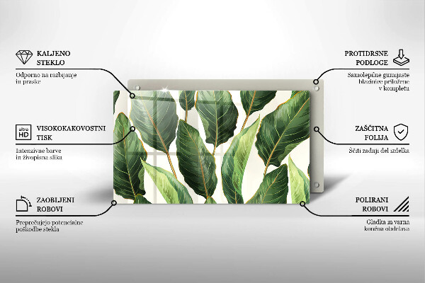 Krájecí prkénko skleněné Banánové listy