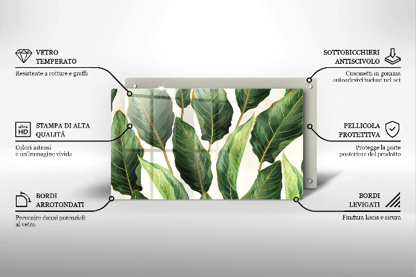 Krájecí prkénko skleněné Banánové listy