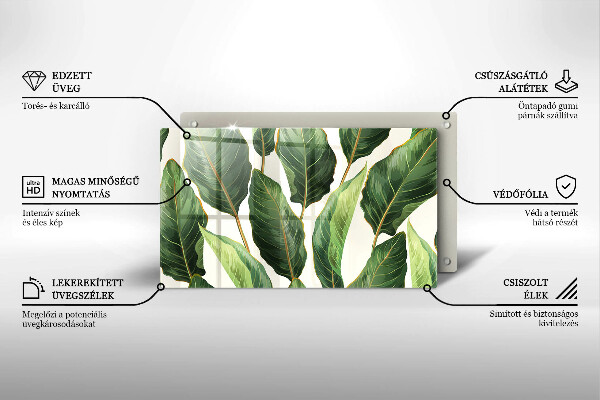 Krájecí prkénko skleněné Banánové listy