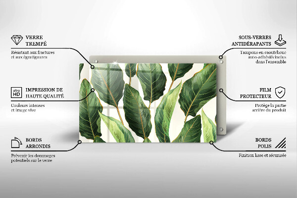 Krájecí prkénko skleněné Banánové listy