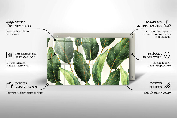 Krájecí prkénko skleněné Banánové listy