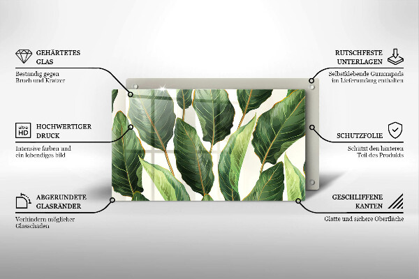 Krájecí prkénko skleněné Banánové listy