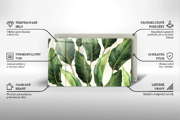 Krájecí prkénko skleněné Banánové listy