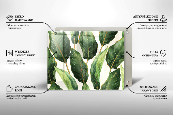 Krájecí prkénko skleněné Banánové listy