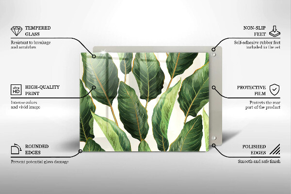 Krájecí prkénko skleněné Banánové listy