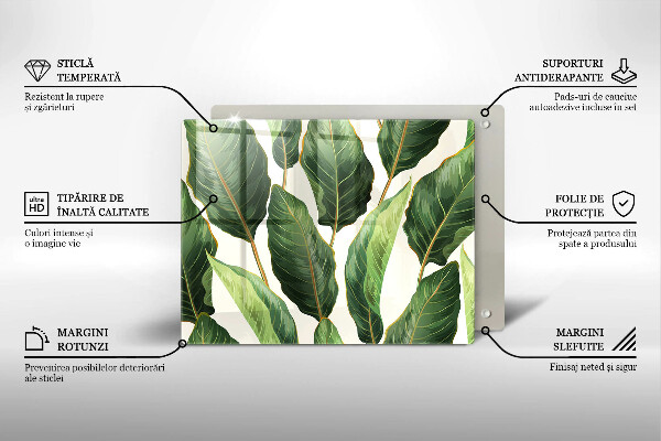 Krájecí prkénko skleněné Banánové listy