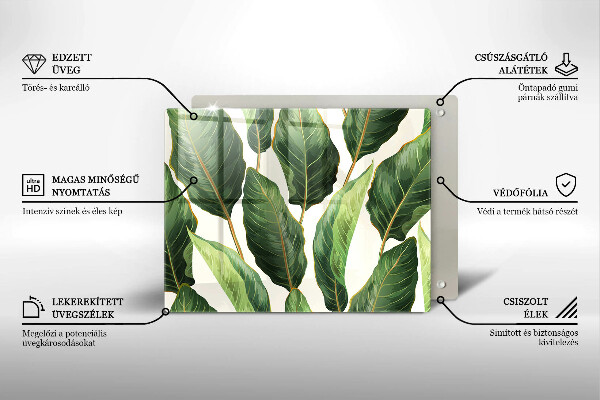 Krájecí prkénko skleněné Banánové listy