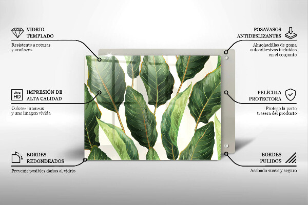 Krájecí prkénko skleněné Banánové listy