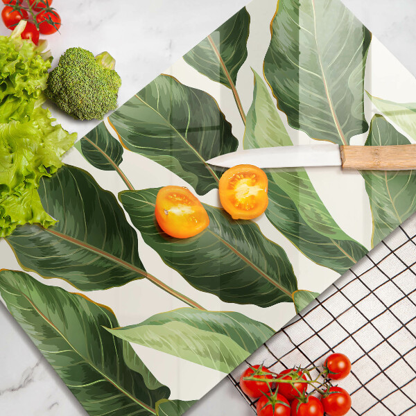 Krájecí prkénko skleněné Banánové listy