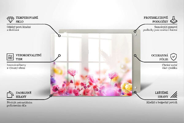 Krájecí prkénko skleněné Květinová louka