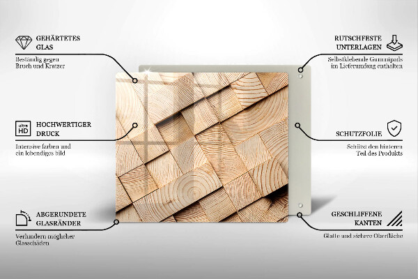 Krájecí prkénko skleněné Dřevěné čtverce