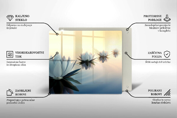 Skleněná krájecí deska Květy lilie na vodě