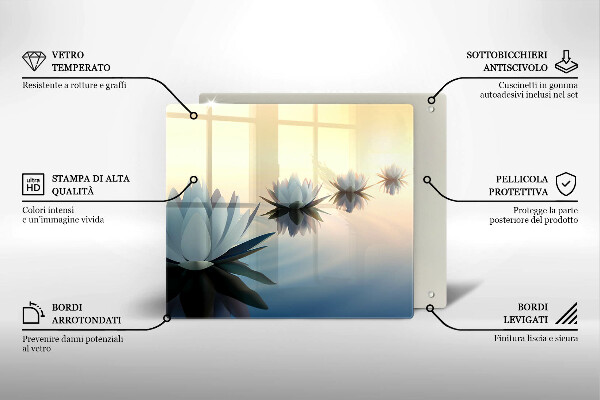 Skleněná krájecí deska Květy lilie na vodě