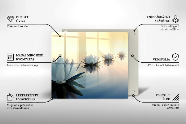 Skleněná krájecí deska Květy lilie na vodě