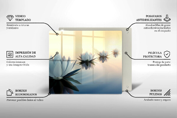 Skleněná krájecí deska Květy lilie na vodě