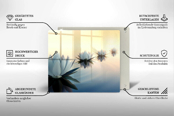 Skleněná krájecí deska Květy lilie na vodě