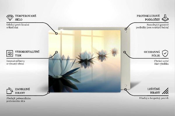 Skleněná krájecí deska Květy lilie na vodě