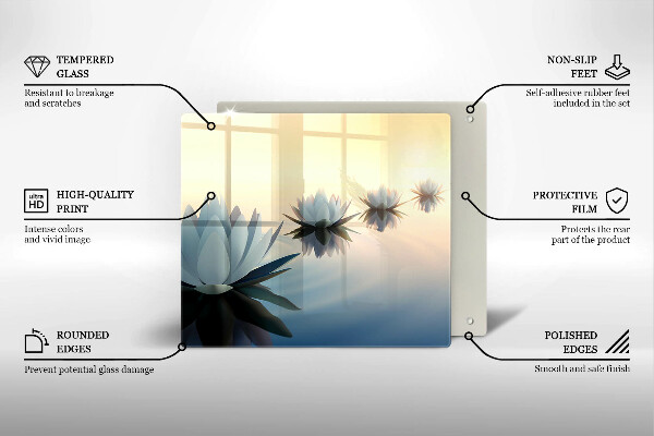 Skleněná krájecí deska Květy lilie na vodě