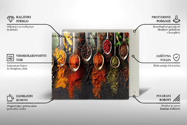 Skleněná krájecí deska Lžíce s kořením