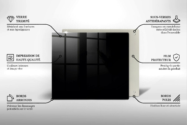 Skleněná deska do kuchyně Černá barva