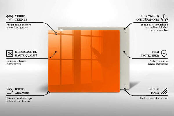 Skleněná deska do kuchyně Oranžová barva