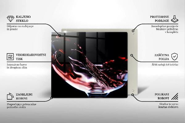 Skleněná krájecí deska Sklenka červeného vína