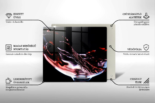 Skleněná krájecí deska Sklenka červeného vína