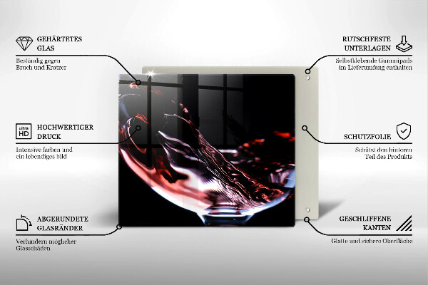 Skleněná krájecí deska Sklenka červeného vína