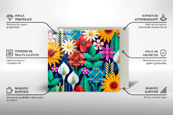 Skleněná krájecí deska Květiny louka ilustrace