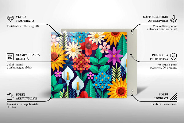 Skleněná krájecí deska Květiny louka ilustrace