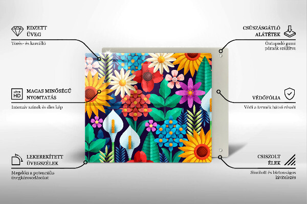 Skleněná krájecí deska Květiny louka ilustrace