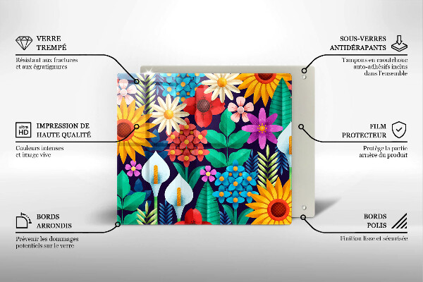 Skleněná krájecí deska Květiny louka ilustrace