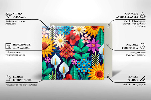 Skleněná krájecí deska Květiny louka ilustrace