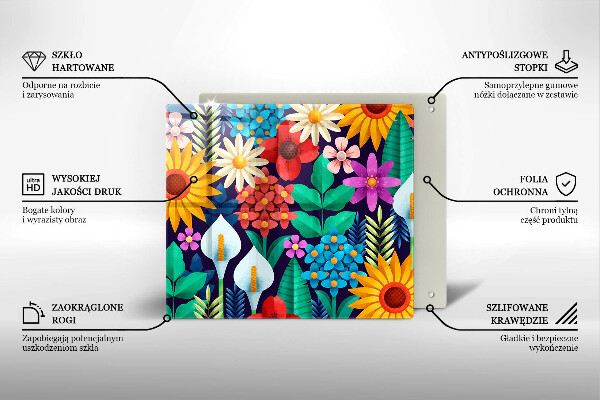 Skleněná krájecí deska Květiny louka ilustrace