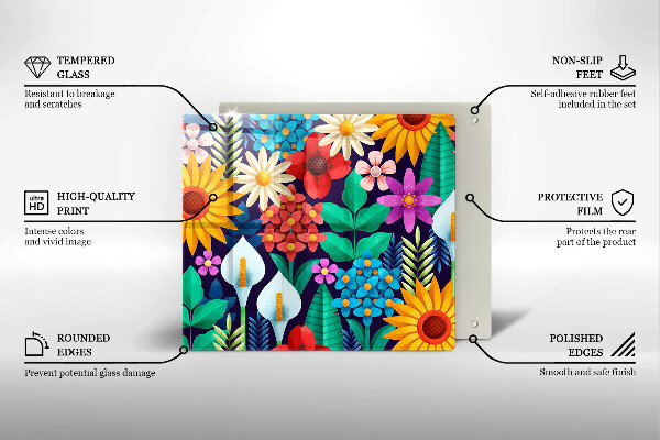 Skleněná krájecí deska Květiny louka ilustrace