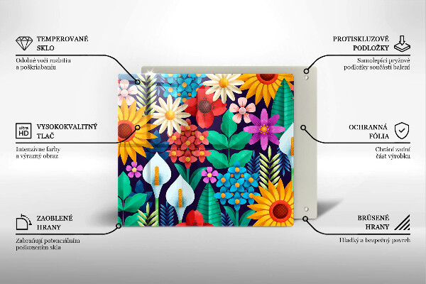 Skleněná krájecí deska Květiny louka ilustrace