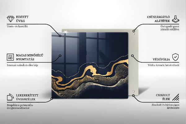 Skleněná krájecí deska Abstraktní zlaté čáry