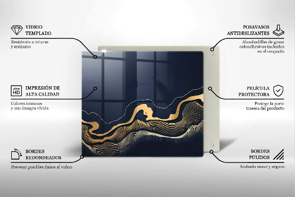 Skleněná krájecí deska Abstraktní zlaté čáry