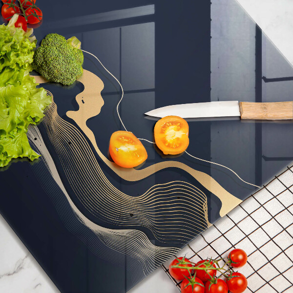 Skleněná krájecí deska Abstraktní zlaté čáry