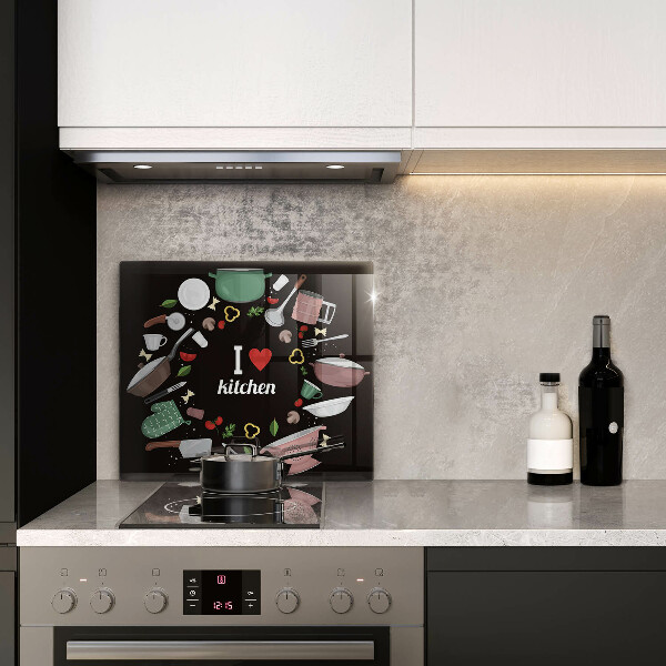 Skleněná krájecí deska Ilustrace miluji kuchyni