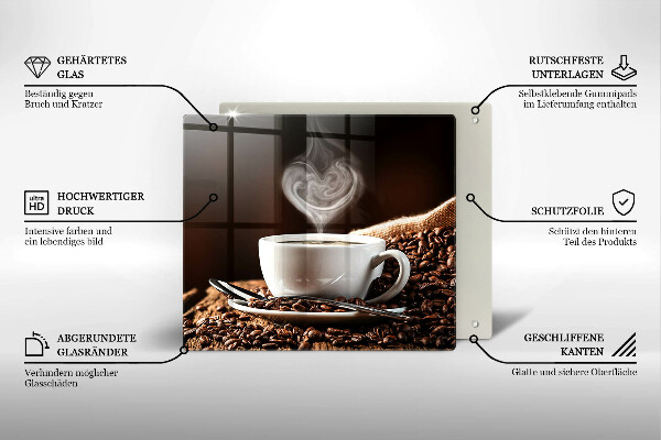 Krájecí prkénko skleněné Káva a šálek