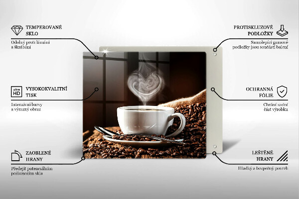 Krájecí prkénko skleněné Káva a šálek