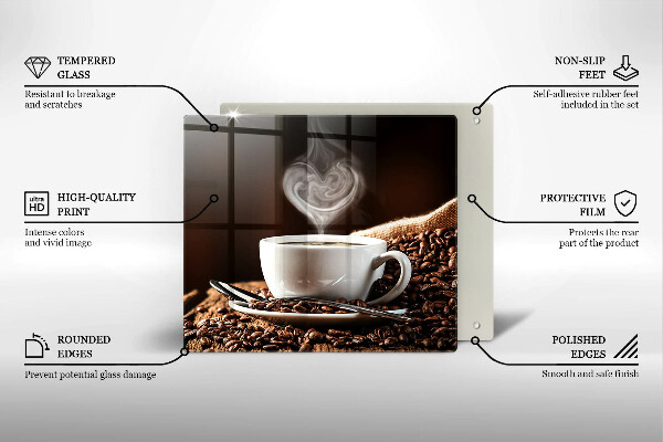 Krájecí prkénko skleněné Káva a šálek