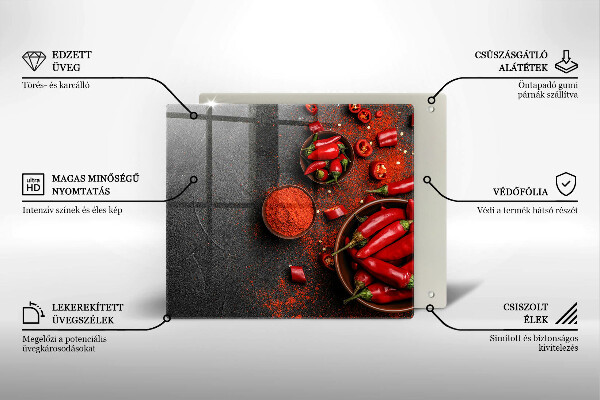 Krájecí prkénko skleněné Červené chilli papričky